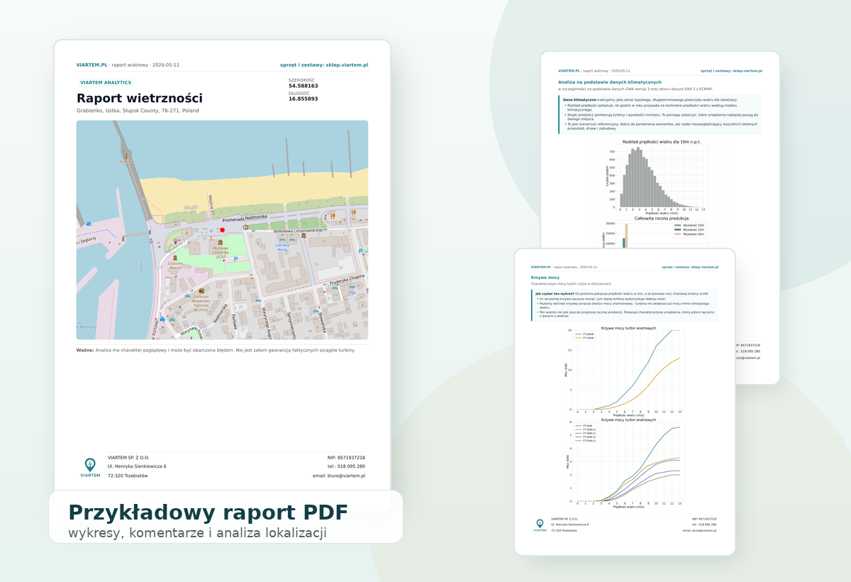 Podgląd przykładowego raportu VIARTEM Analytics